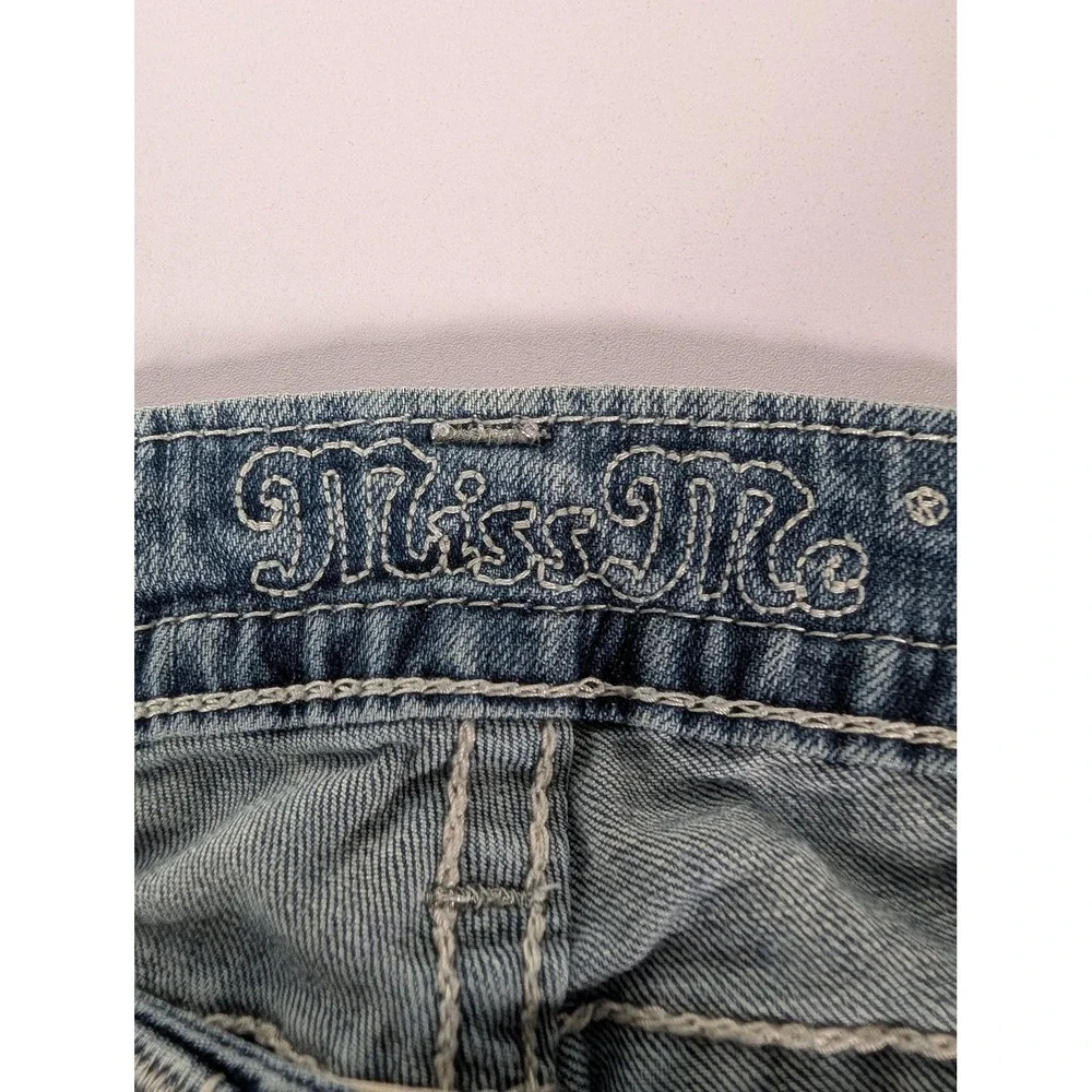 Miss Me Jeans Womens 26 Blue Skinny Stretch‎ Fleur de Lis Rhinestones JP578352